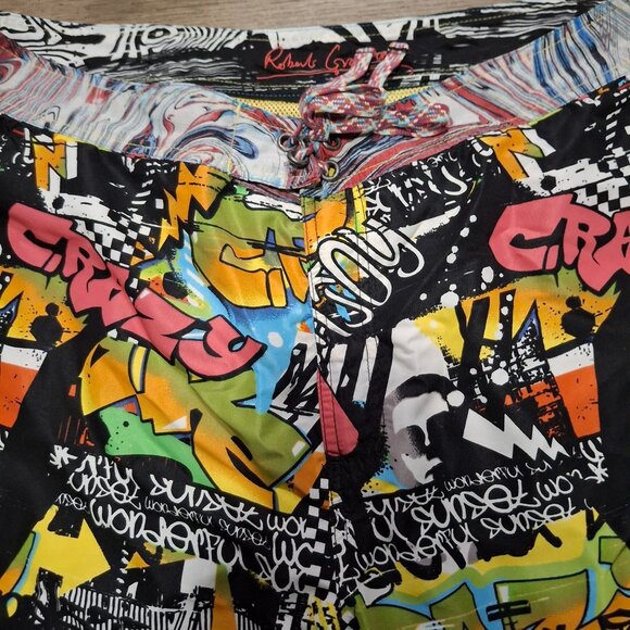 Robert Graham Mens 40 Graffiti Print Swim Trunks Lined Pockets Multi-Colored - Picture 3 of 6